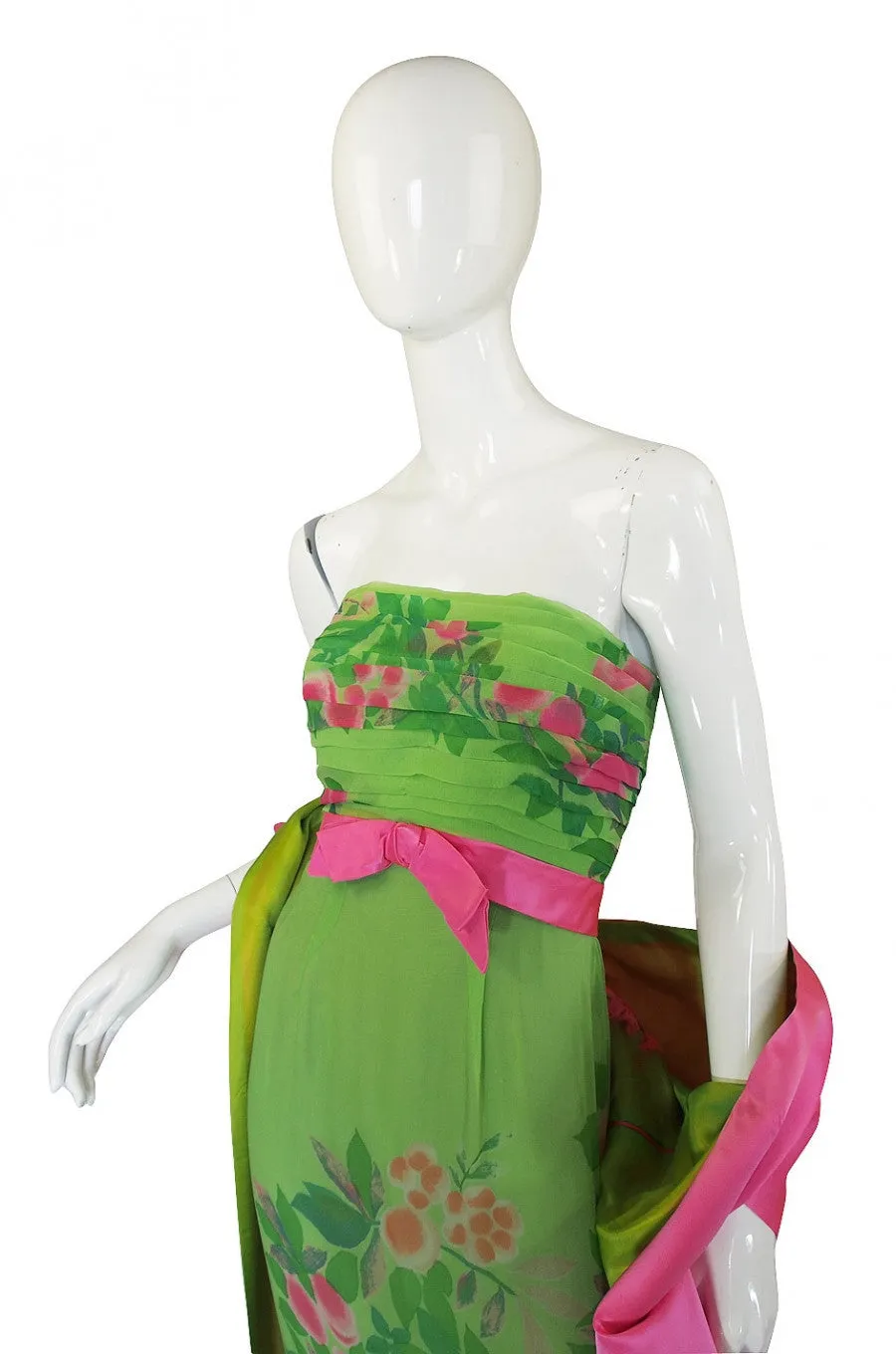 1950s Philip Hulitar Strapless Silk Dress &  Skirted 1/2 Jacket