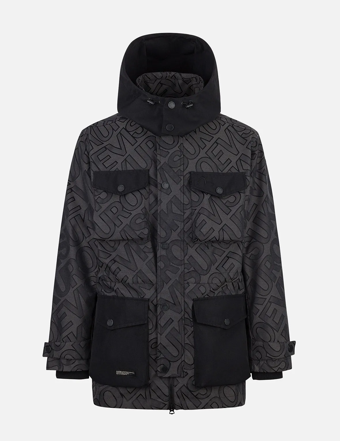 Allover Logo Jacquard and Multi Pocket Relax Fit Jacket