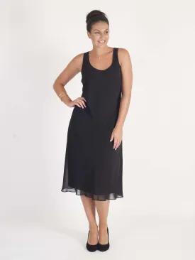 Black Bias Cut Chiffon Dress