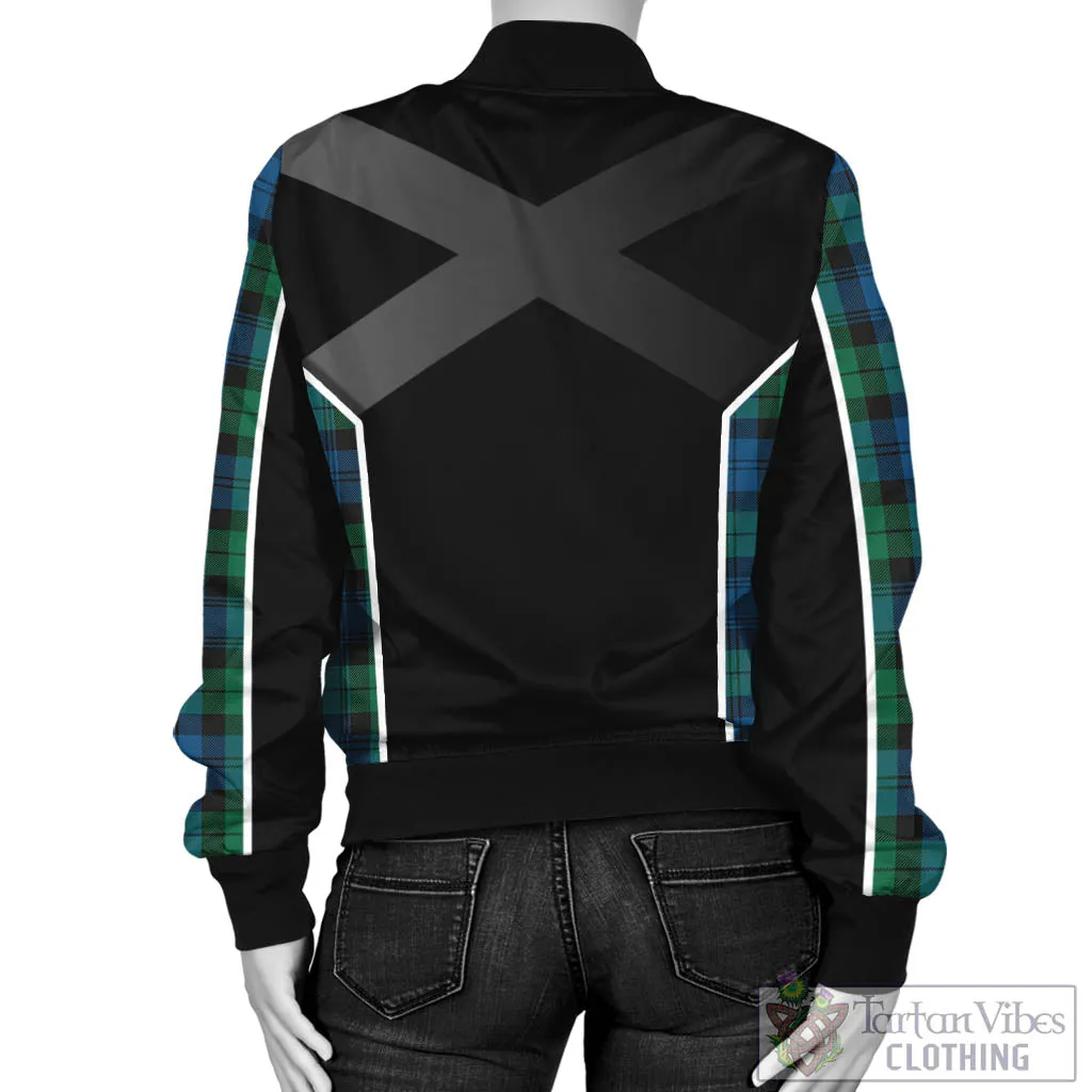 Black Watch Ancient Tartan Bomber Jacket with Family Crest and Scottish Thistle Vibes Sport Style