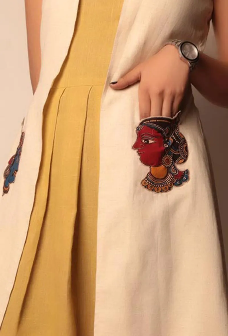 Cape With Kalamkari Patch Work Pockets