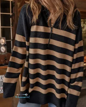 Cassandra Stripe Collared Oversized Sweater