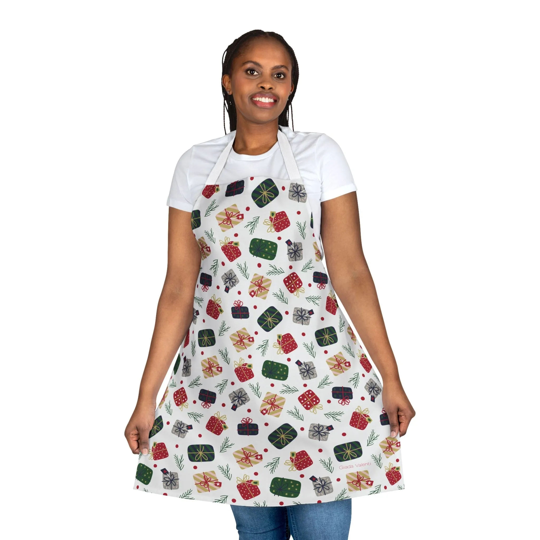 Christmas Presents Apron with Italian Design print | White | Giada Valenti | Christmas Gift