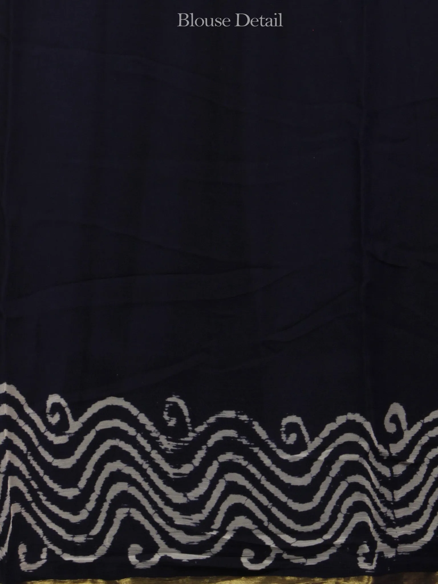 Deep Indigo Ivory Hand Block Printed Chiffon Saree - S031702100