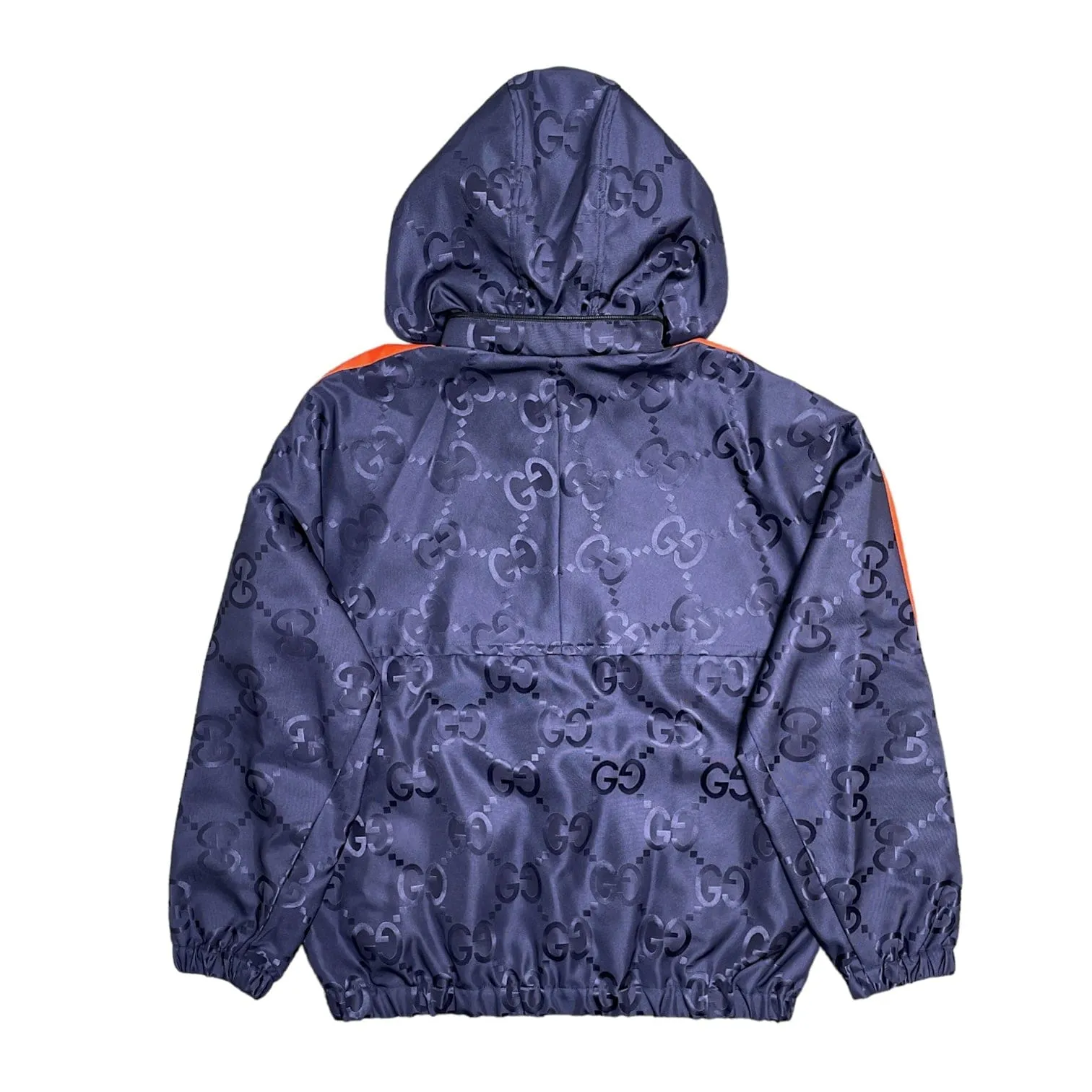 Gucci Interlocking G Quarter Zip Hooded Windbreaker Navy Orange