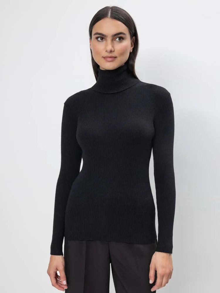 H Black Turtleneck Sweater