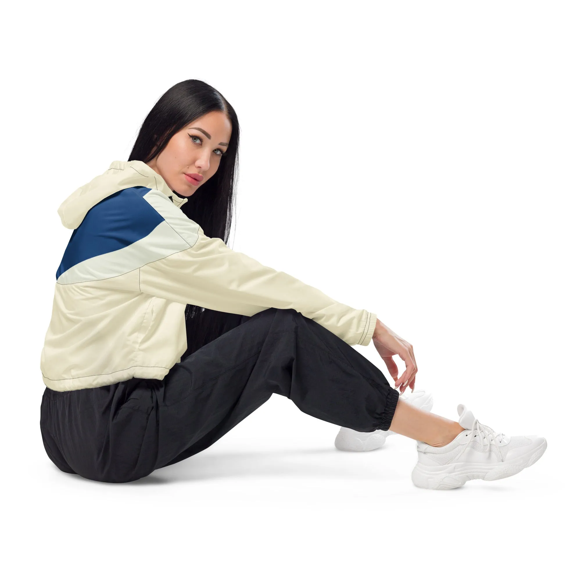 Humble Sportswear™ Women's Ivory Cream Cropped Windbreaker