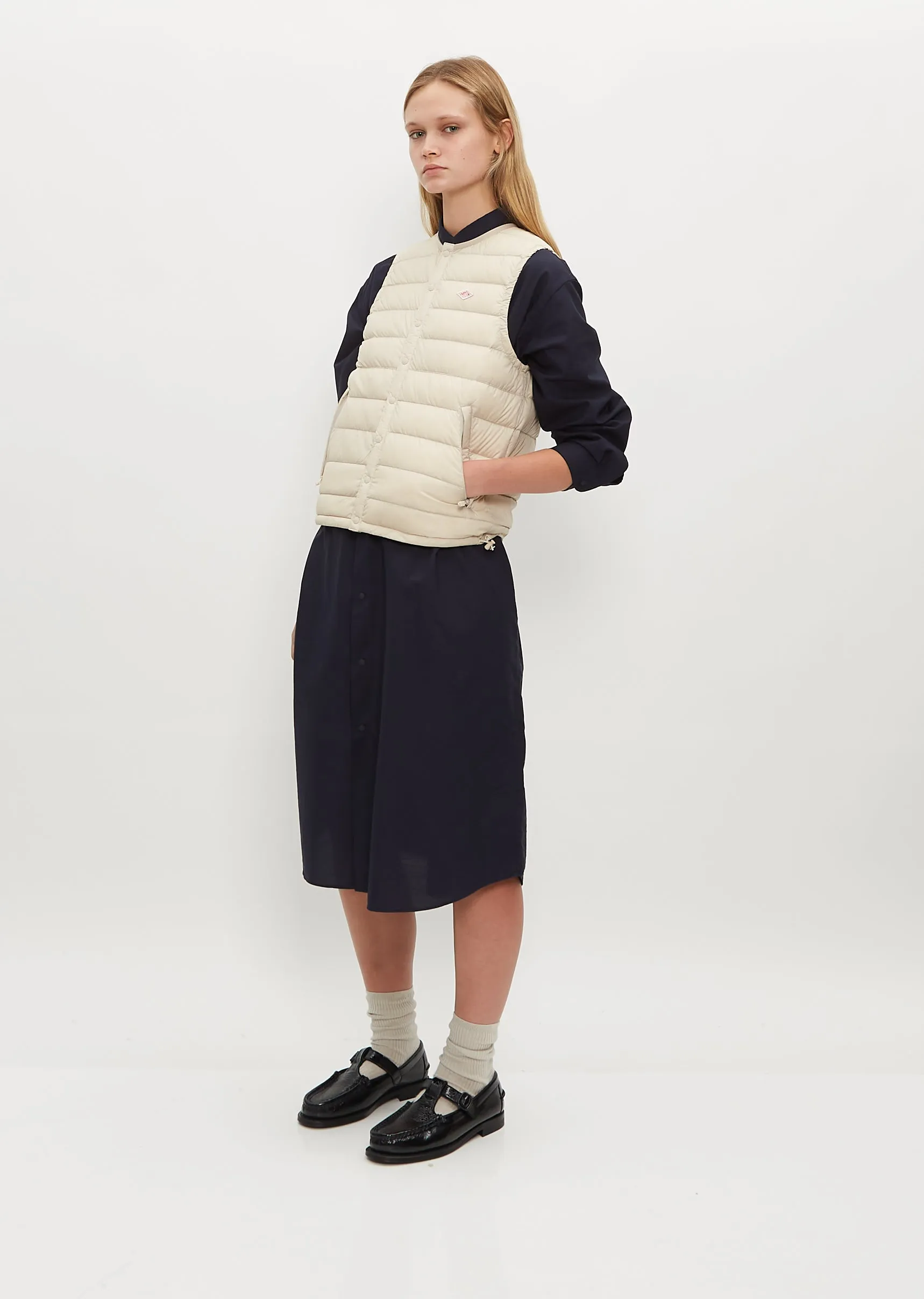 Inner Down Crewneck Vest — Oyster White