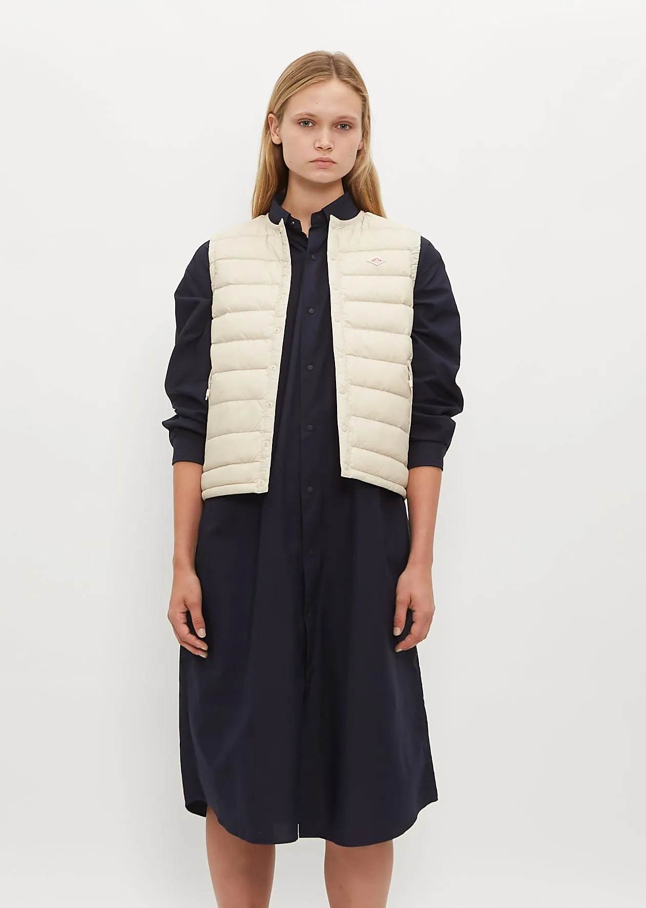 Inner Down Crewneck Vest — Oyster White