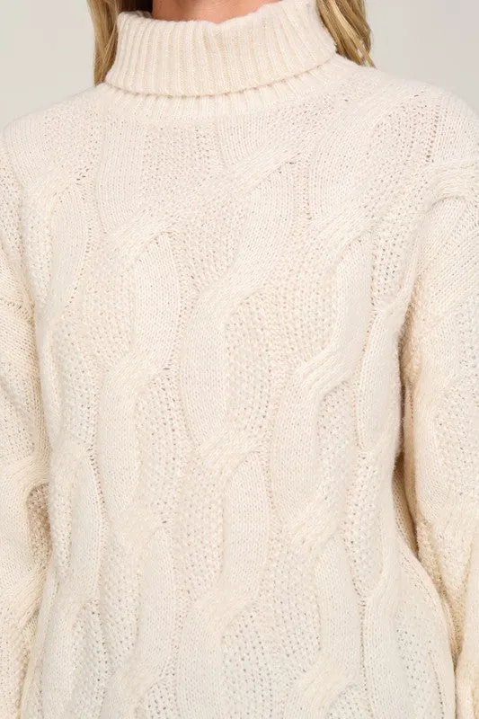 Ivory Twisted Mock Turtleneck Sweater