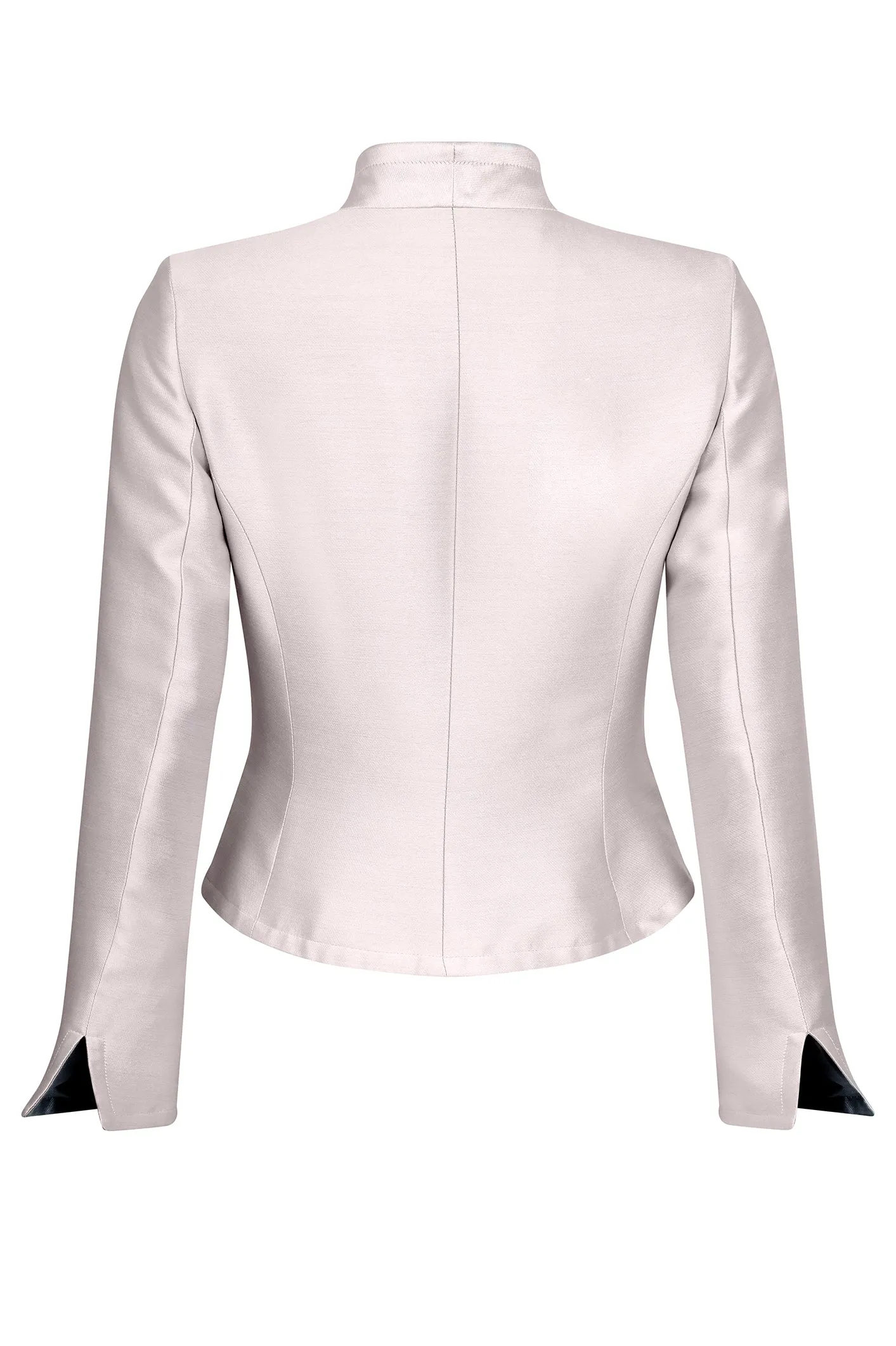 Jacket with Waist Fastening in Pale Pink Satin - Margo