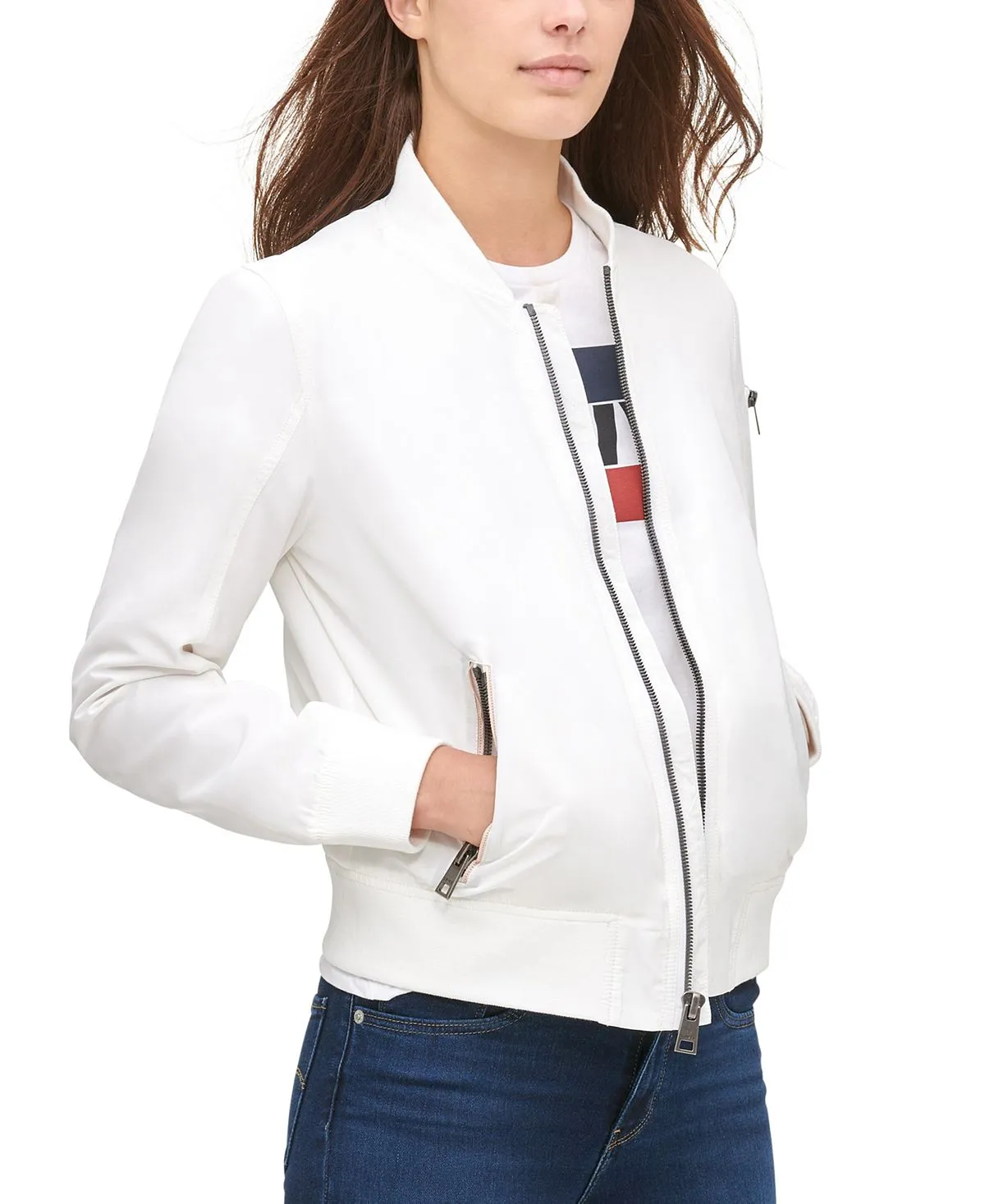 Levi's Women's Lightweight Zip Bomber Jacket, White