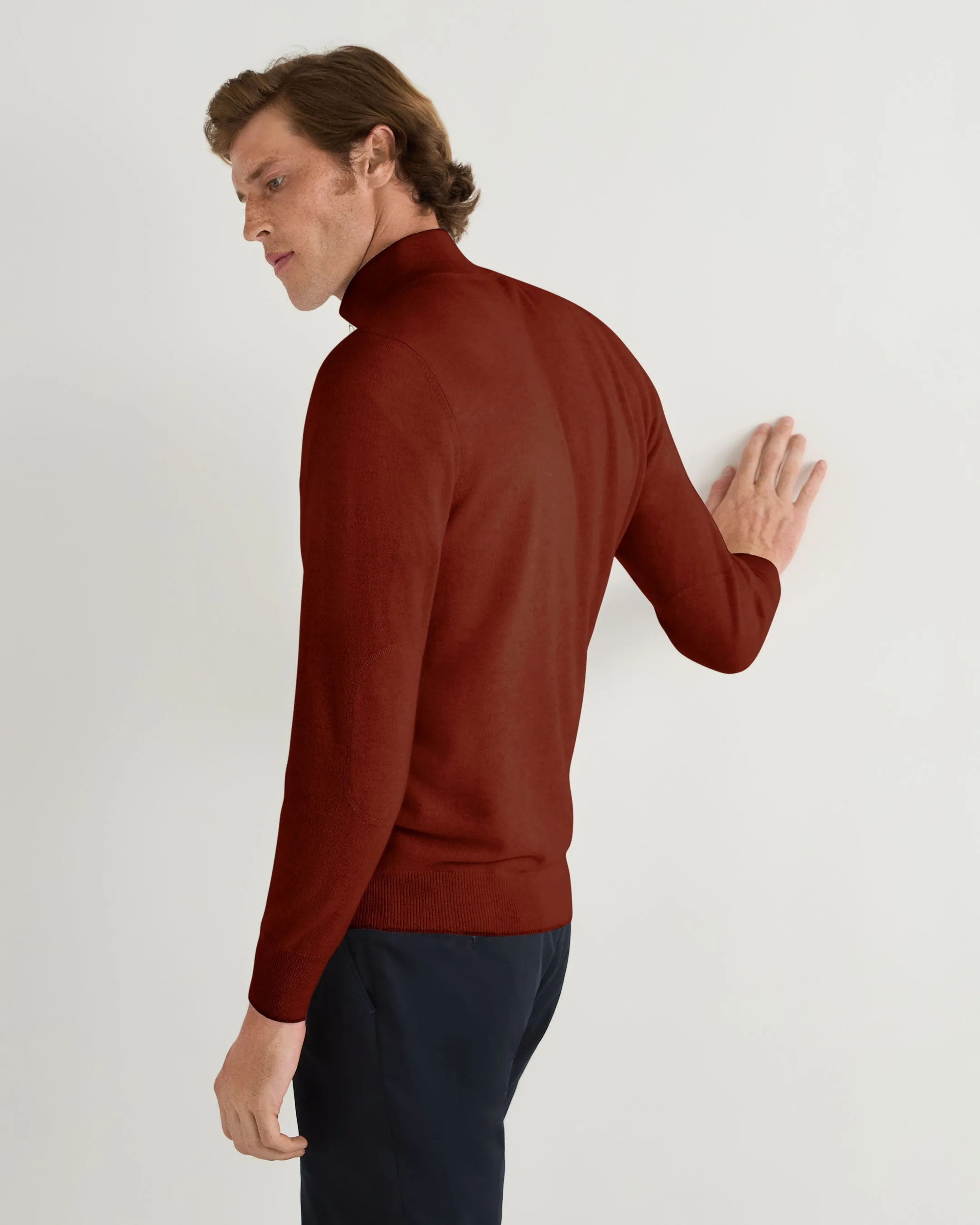 Men's Carnaby Half Zip Cashmere Sweater Spice Orange