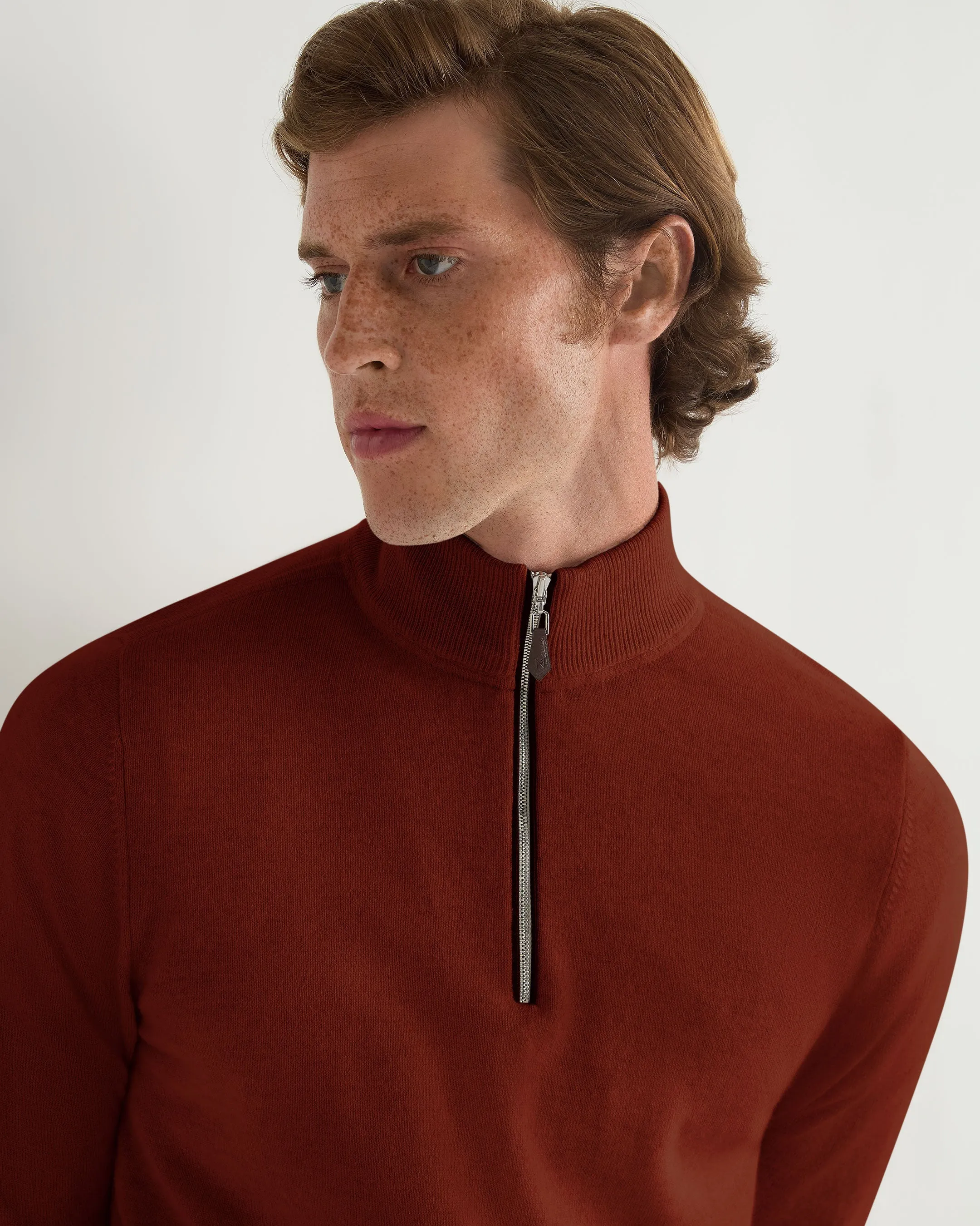 Men's Carnaby Half Zip Cashmere Sweater Spice Orange