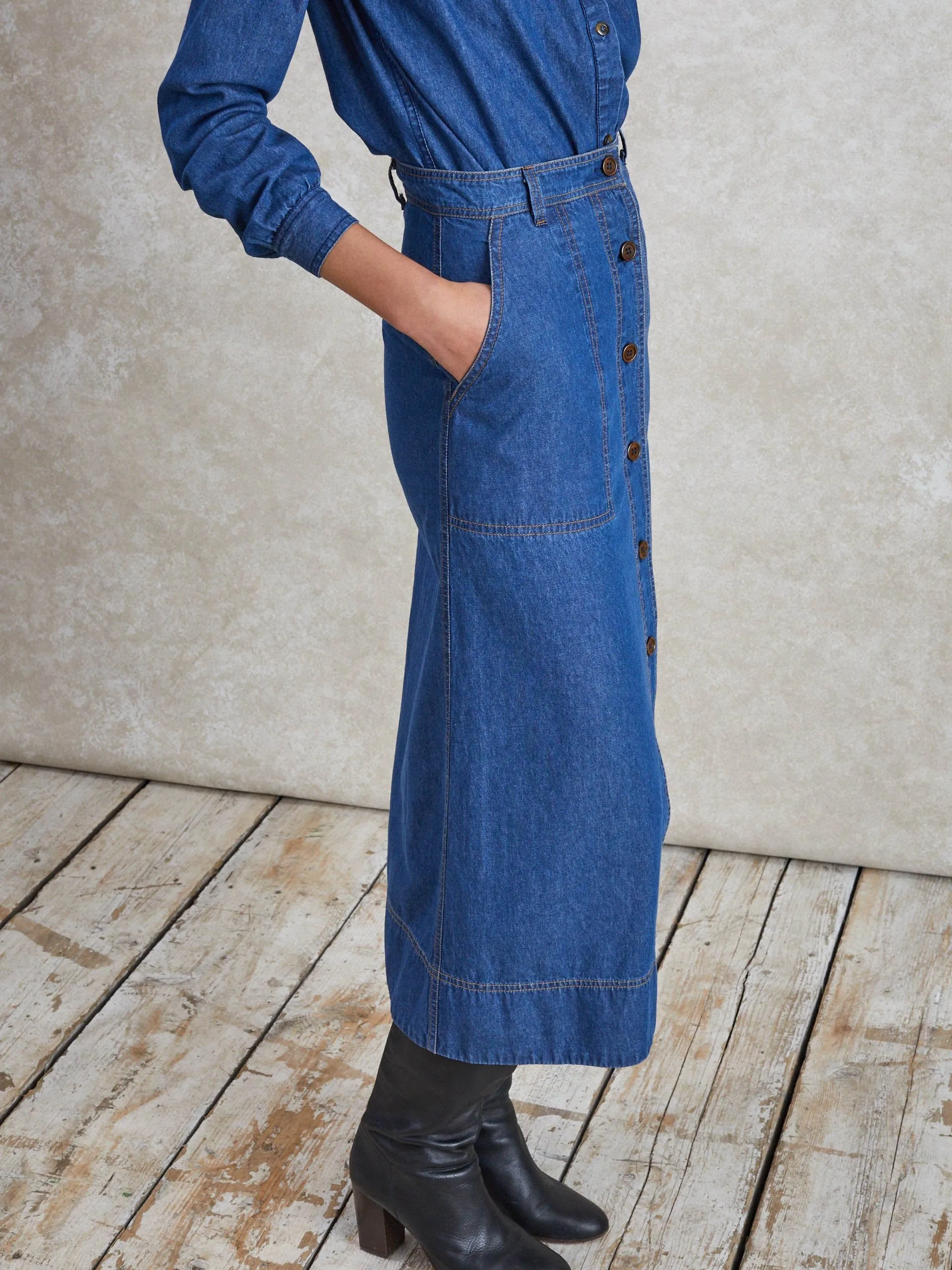 Mid-blue Mabel denim skirt