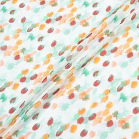 Mint, Orange & Red Spotted Pure Silk Chiffon