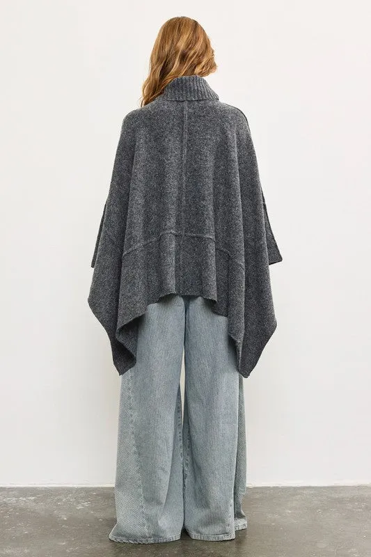 NEW!! Apres Chic Turtleneck Poncho in Charcoal