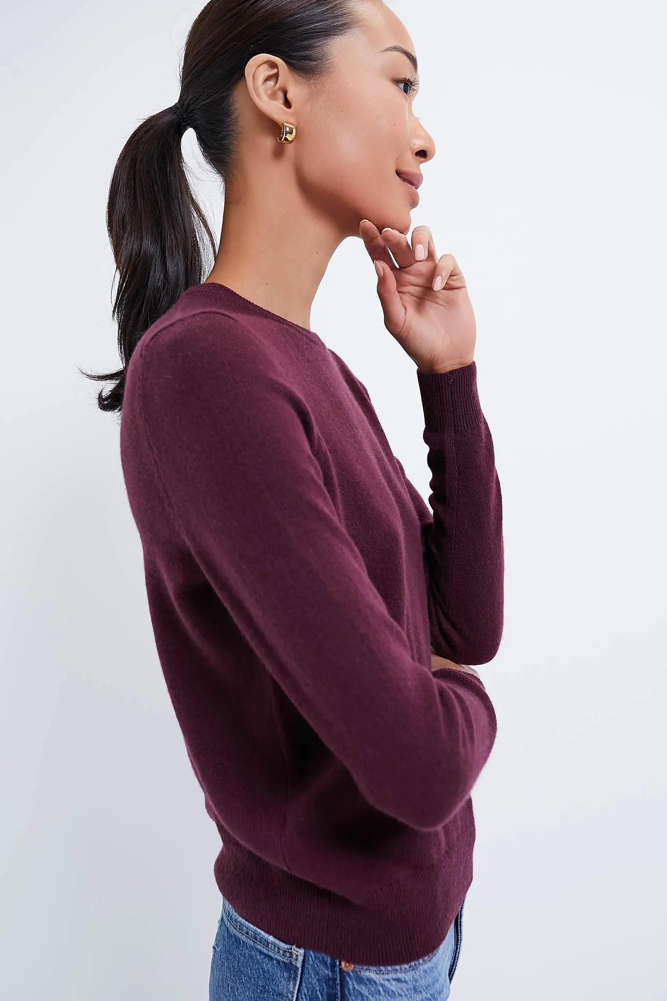 Oxblood Cashmere Crewneck Sweater