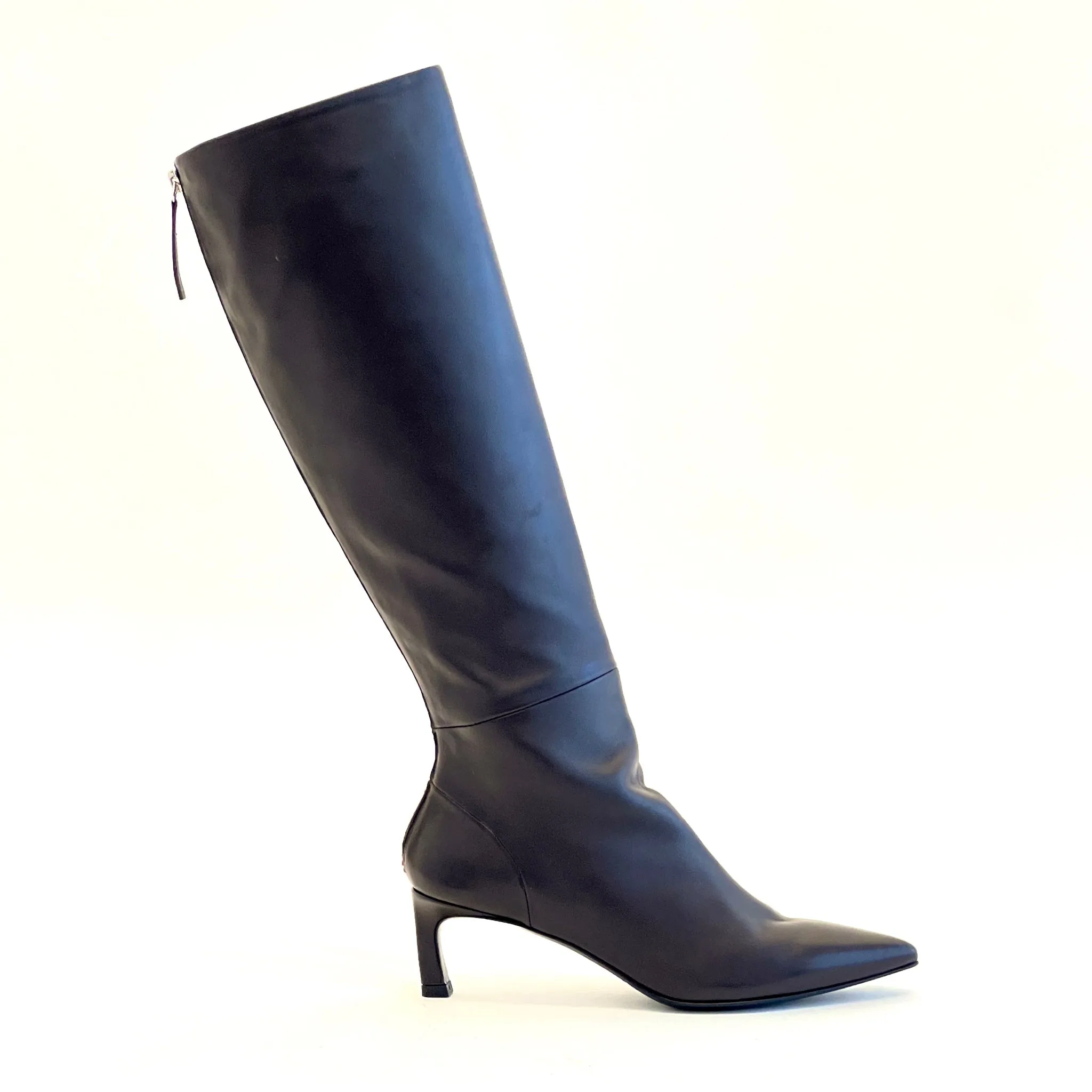 Pointy Toe Kitten Heel Knee High Boots