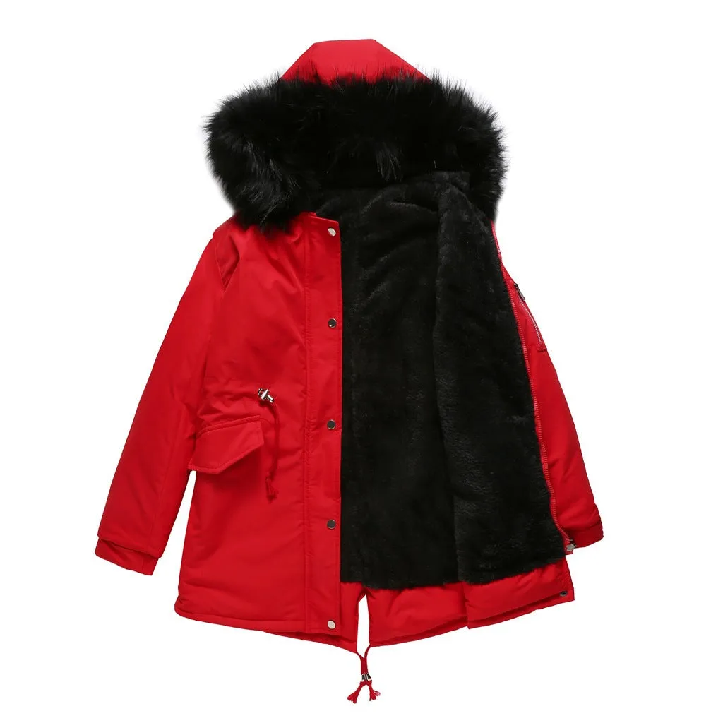 Polina™ | Hooded Plush Lined Cotton Mid-Length Parka