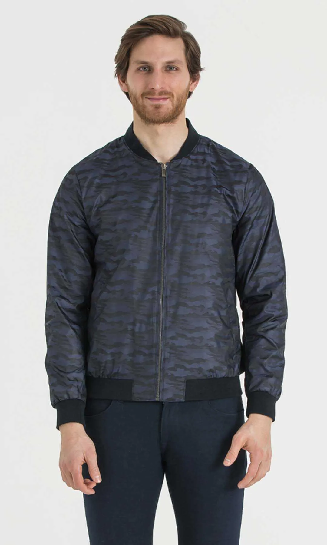 Slim Fit Bomber Cresta Khaki Sport Jacket, Navy D.