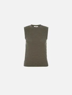 Smocked Sleeveless Sweater -- Sage