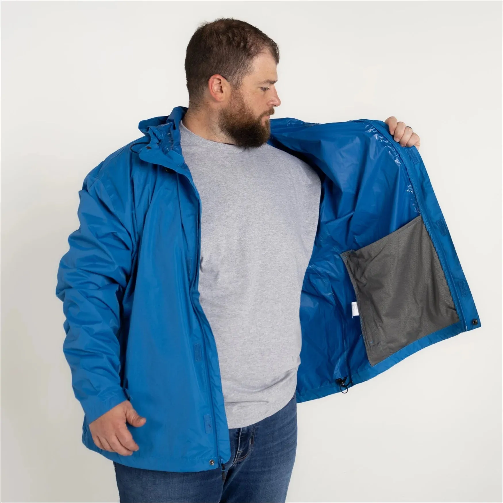 Snow Country Outerwear Mens Packable Hooded Rain Jacket Big Sizes 3XL-7XL Wind Breaker