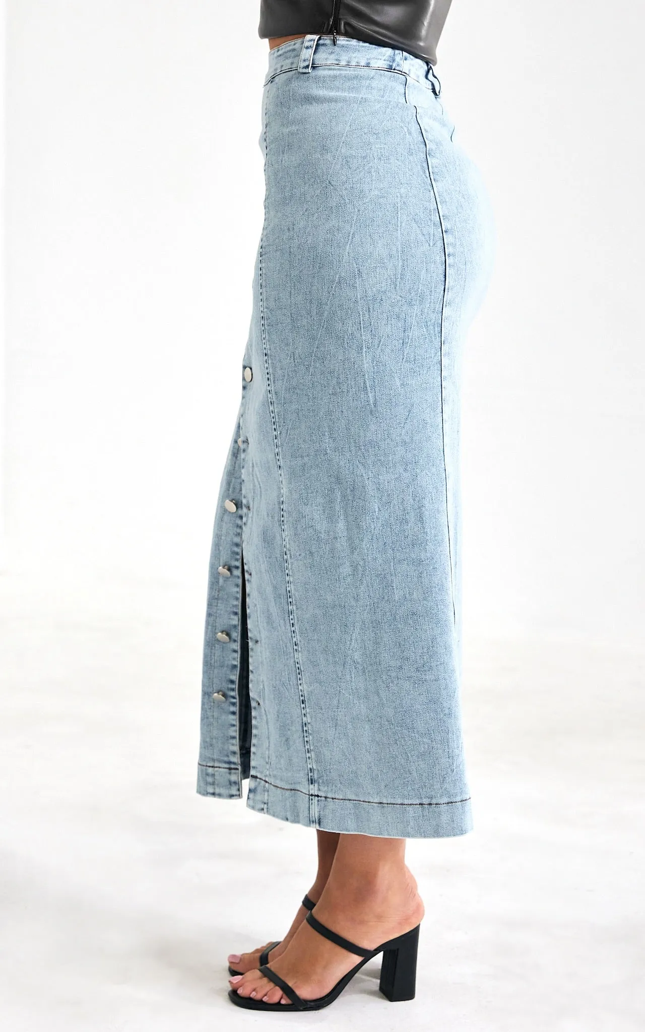 Timna Denim Maxi Skirt - Light Blue