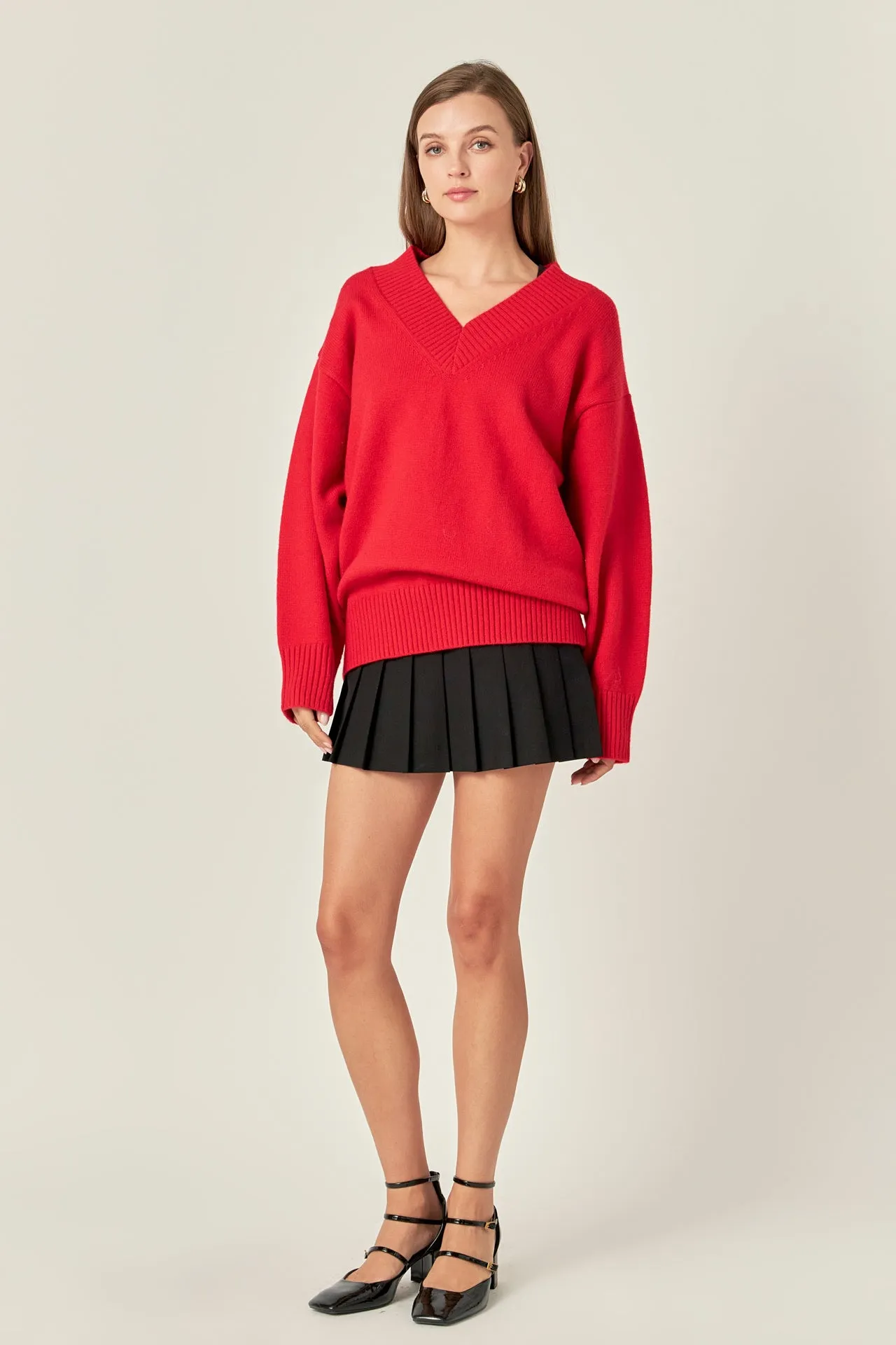 V Neckline Oversized Sweater