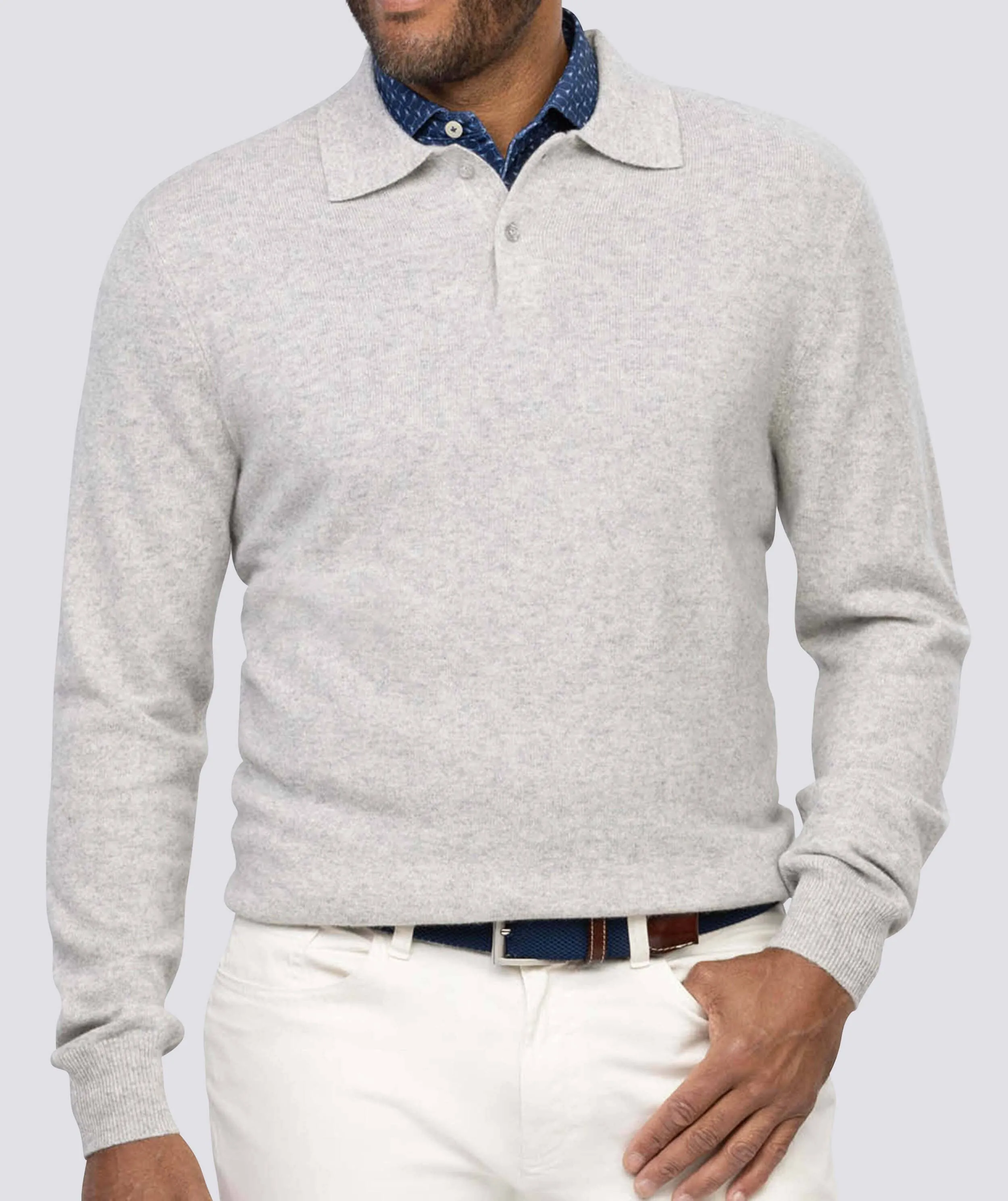 Wade 2-Button Cashmere Polo Sweater