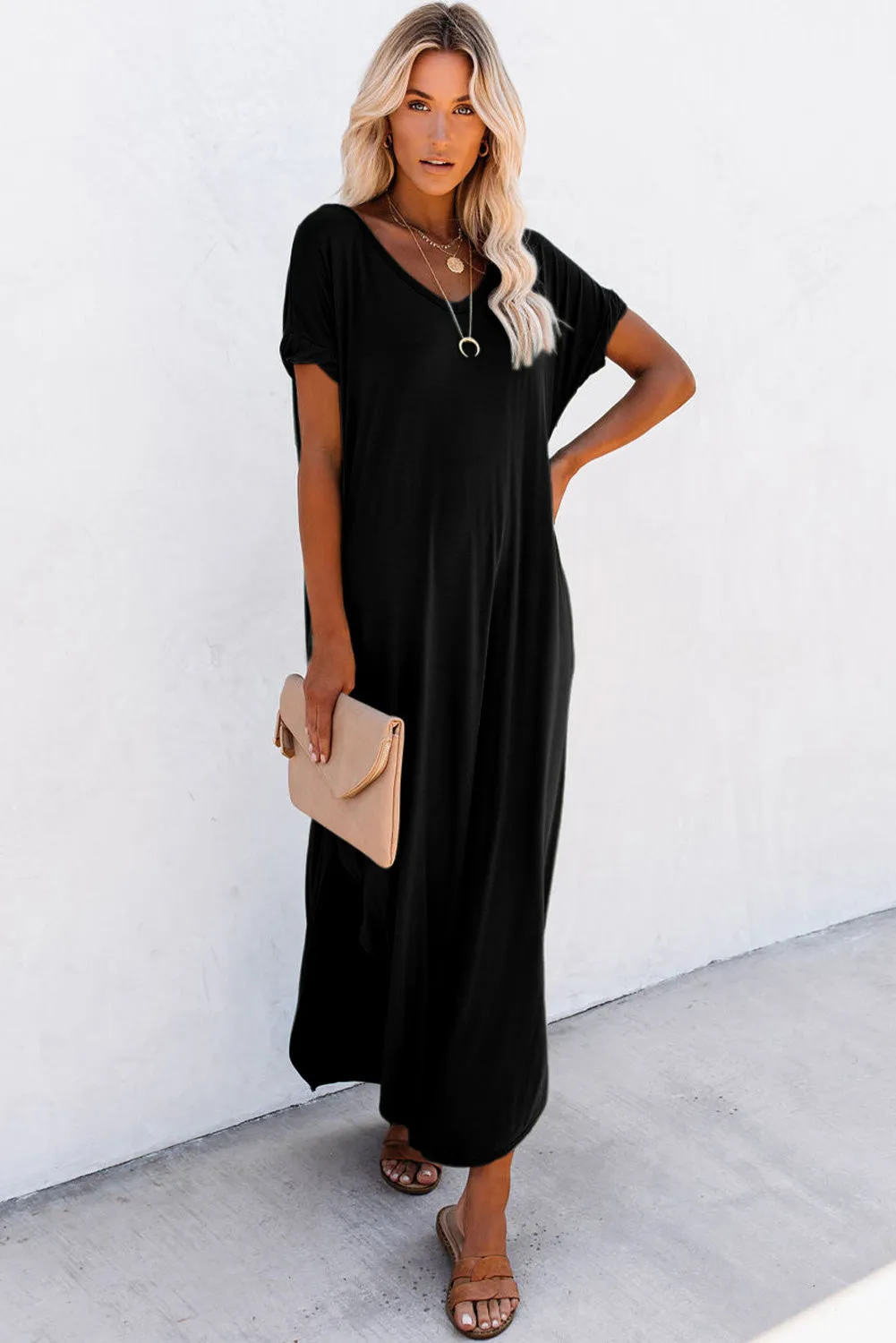 Women Splits Maxi T-shirt Dress