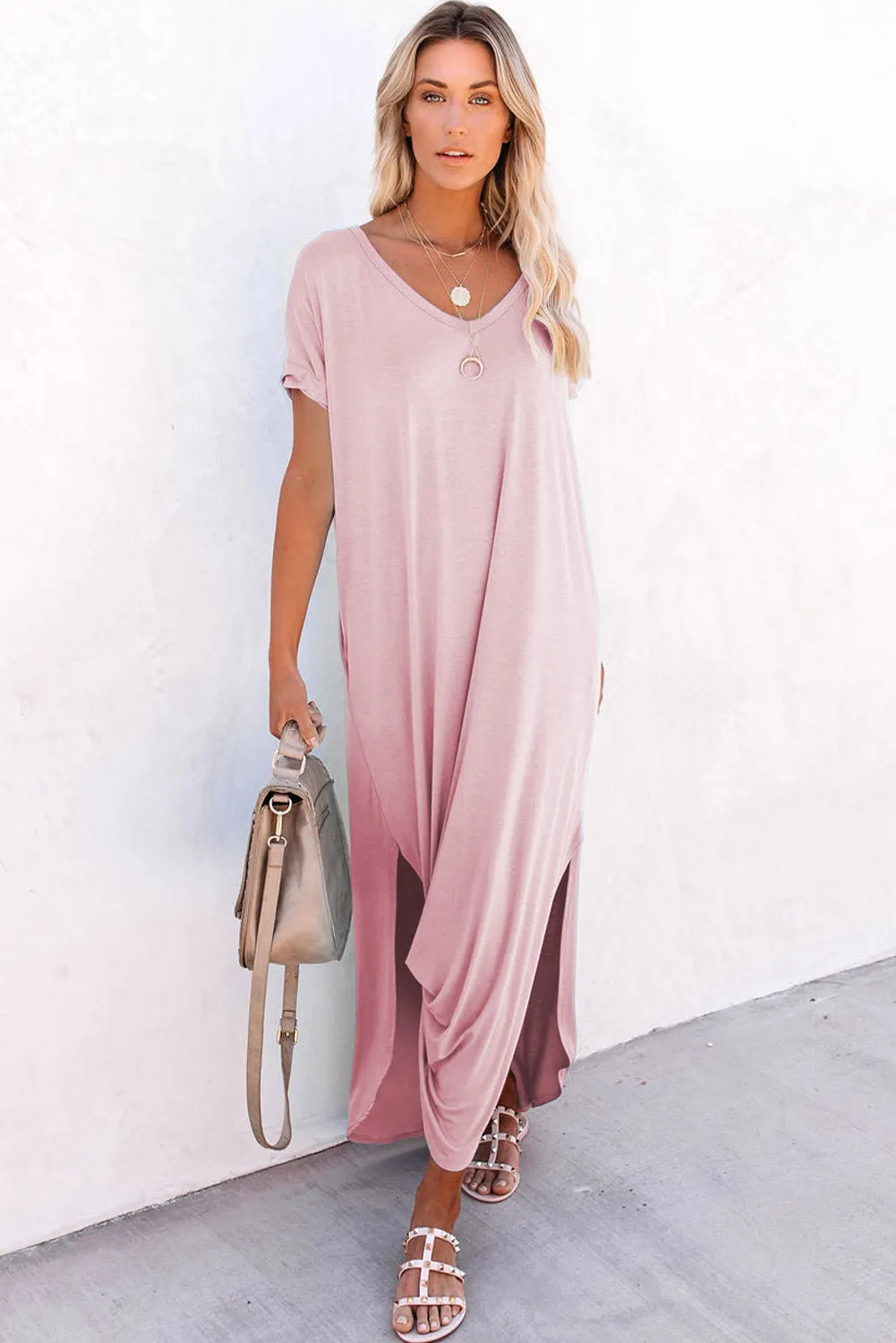 Women Splits Maxi T-shirt Dress