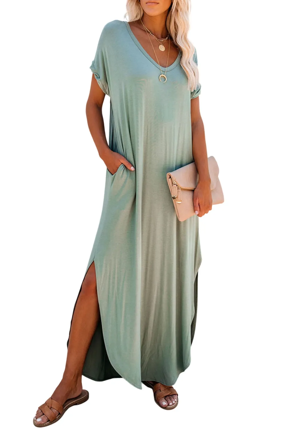 Women Splits Maxi T-shirt Dress