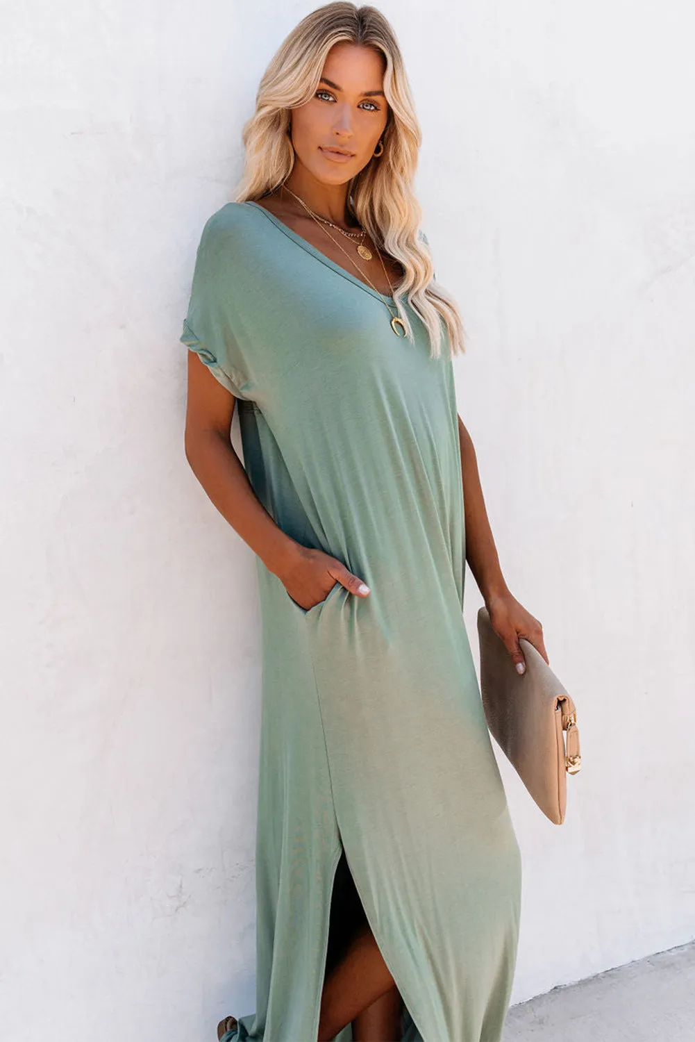 Women Splits Maxi T-shirt Dress