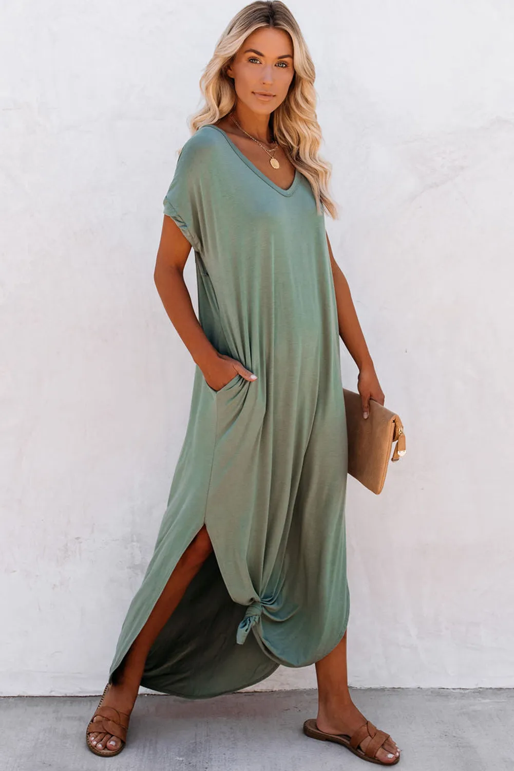 Women Splits Maxi T-shirt Dress