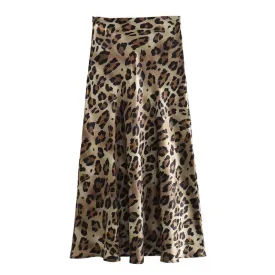 YESMYTOOL  -   Leopard Print Skirts For Women 2024 Vintage Midi Long Skirt Woman Clothing Y2k Streetwear Loose Female Summer Skirts